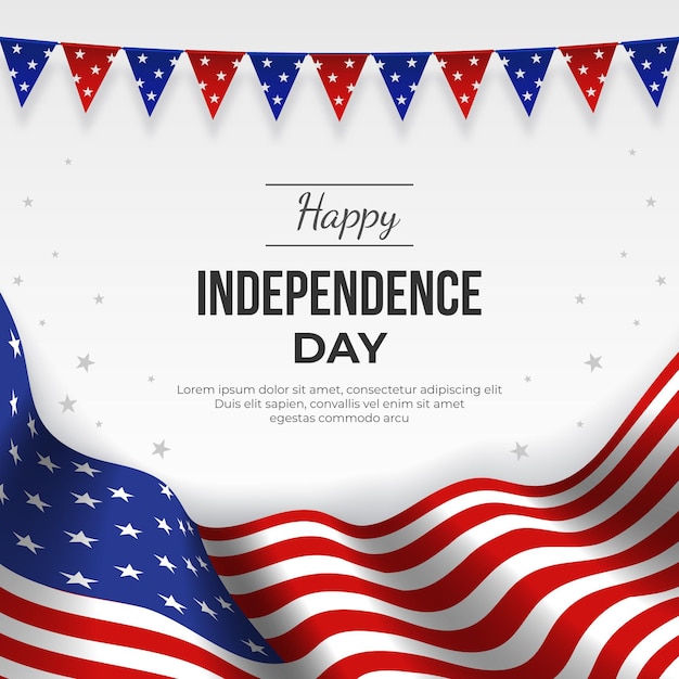 Realistic 4th of july independence day illustration