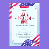 Free vector realistic 4th of july invitation template