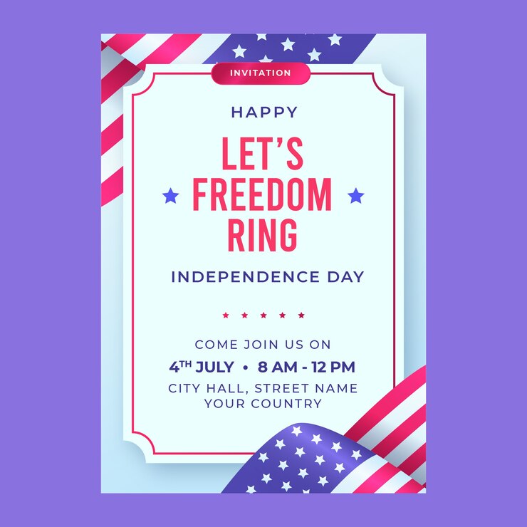 Free Vector realistic 4th of july invitation template