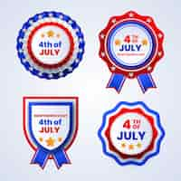 Free vector realistic 4th of july labels collection