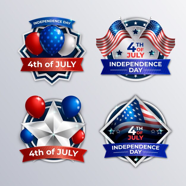 Free vector realistic 4th of july labels collection