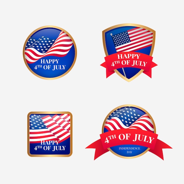 Free vector realistic 4th of july labels and logos collection