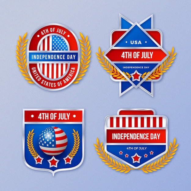 Realistic 4th of July Labels and Logos Collection Free Vector Download