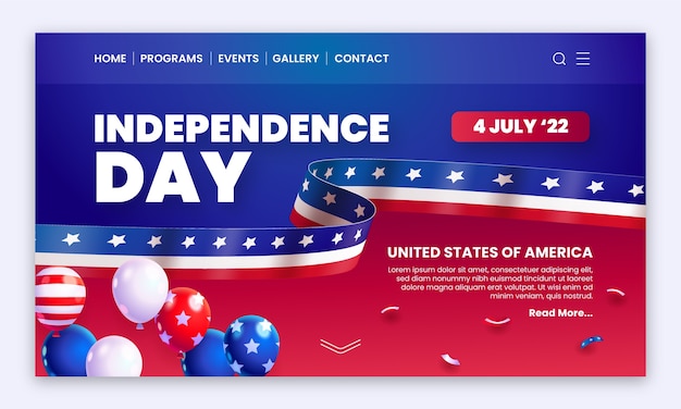 Free vector realistic 4th of july landing page template