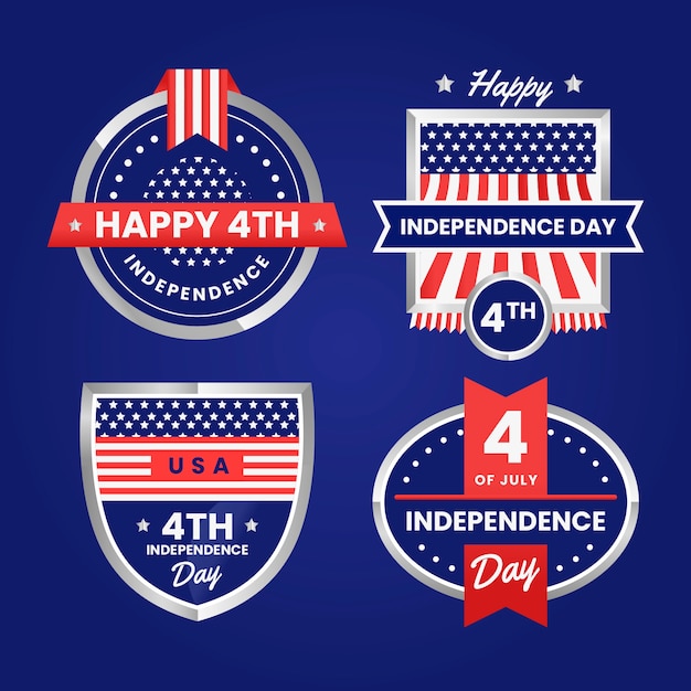 Free vector realistic 4th of july logo pack