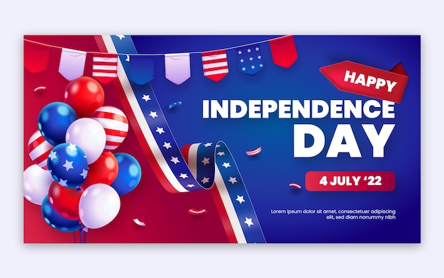 Realistic 4th of july social media post template