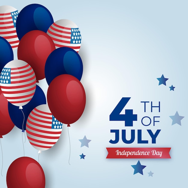 Free vector realistic 4th of july and usa flag balloons