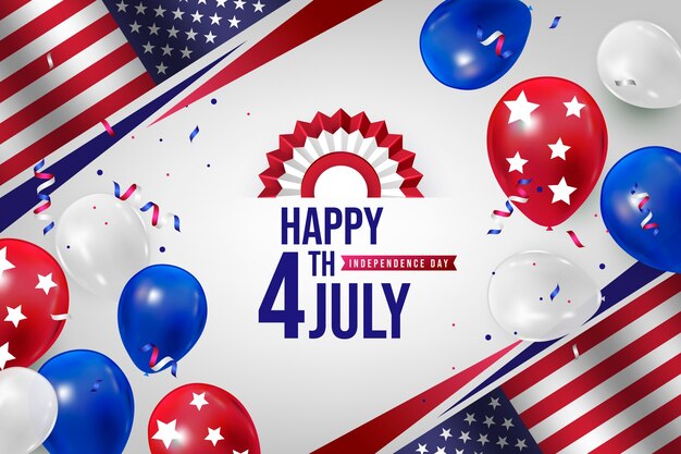 Бесплатное векторное изображение Реалистичный фон 4 июля с воздушными шарами