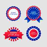 Бесплатное векторное изображение Реалистичная коллекция этикеток и логотипов 4 июля