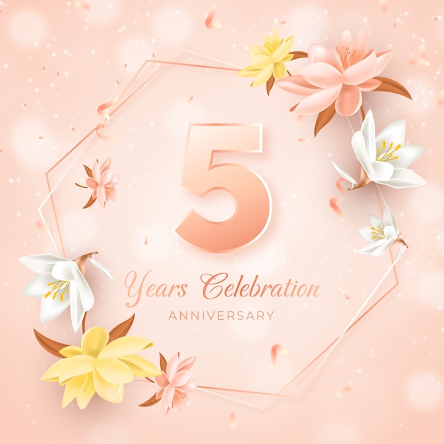 Realistic 5 years anniversary or birthday design