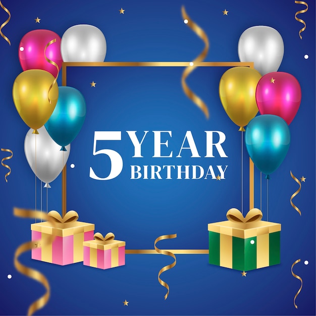 Realistic 5 years anniversary card