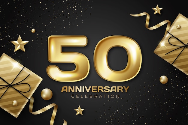 Free vector realistic 50th anniversary card