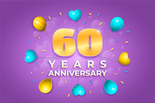 Free vector realistic 60th anniversary card