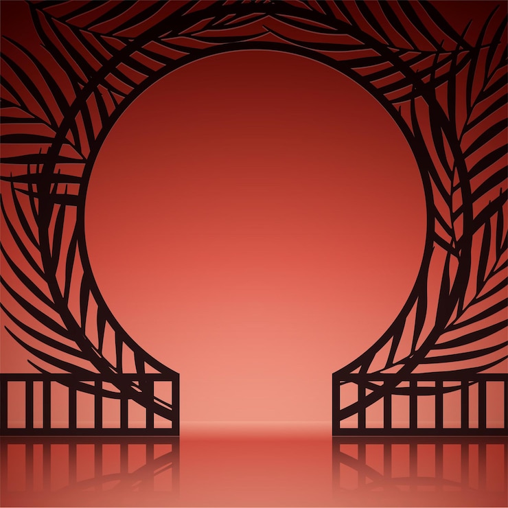 Free Vector realistic abstract background with exotic gates on orange wall