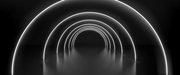 Free vector realistic abstract black room with white arches