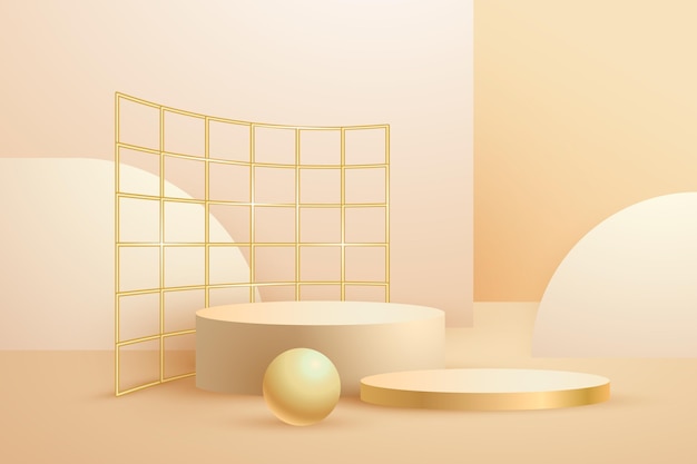 Free vector realistic abstract geometric gold foiled 3d shapes