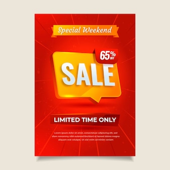 Realistic abstract vertical sale poster template Free Vector