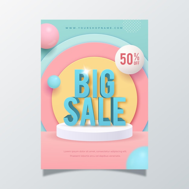 Free vector realistic abstract vertical sale poster template