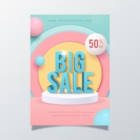 Realistic abstract vertical sale poster template