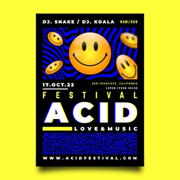 Free vector realistic acid emoji poster