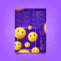 Free vector realistic acid emoji poster