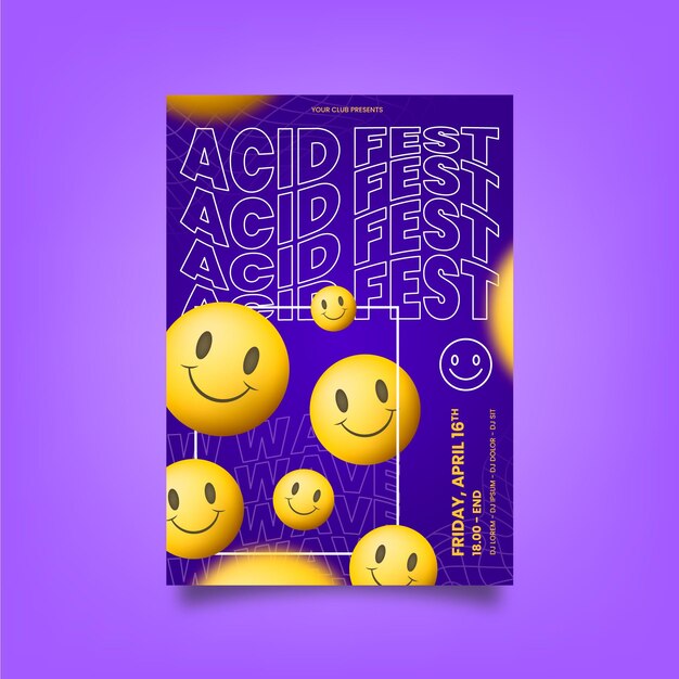 realistic acid emoji poster