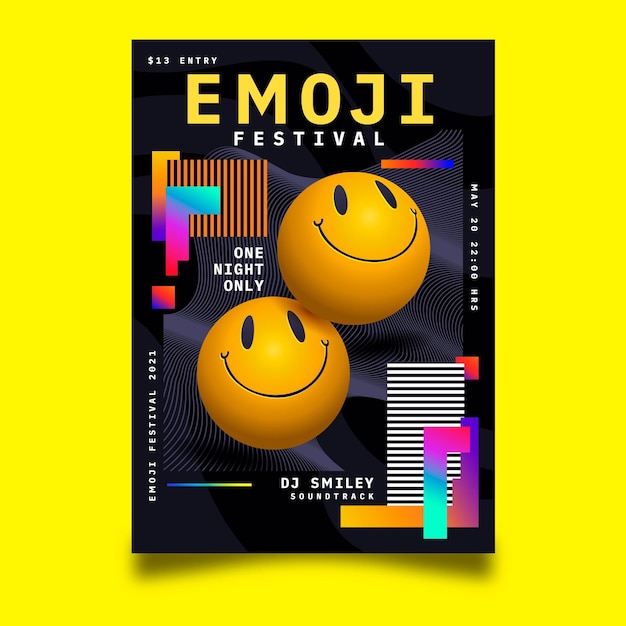 Vettore gratuito poster realistico di emoji acido