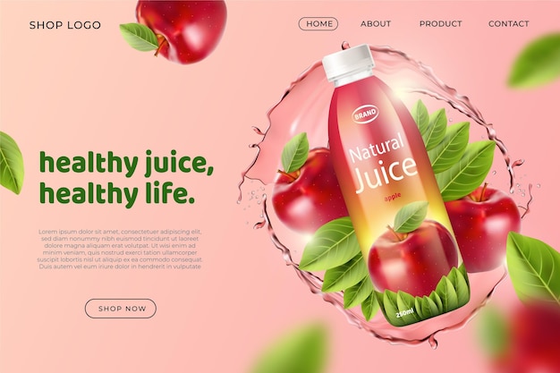 Free vector realistic ad with product landing page