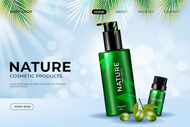 Free vector realistic ad with product landing page