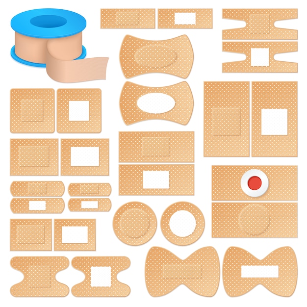 Realistic adhesive plasters set