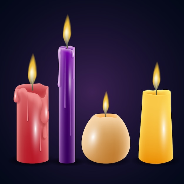 Free vector realistic advent candles collection