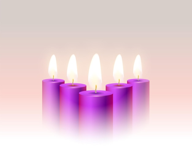 Realistic advent church purple candles background