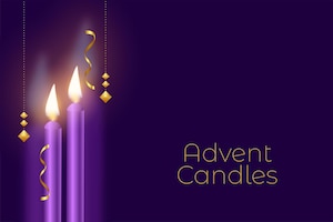 Realistic advent purple candles background
