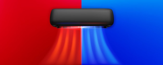 Free vector realistic air conditioner on red and blue