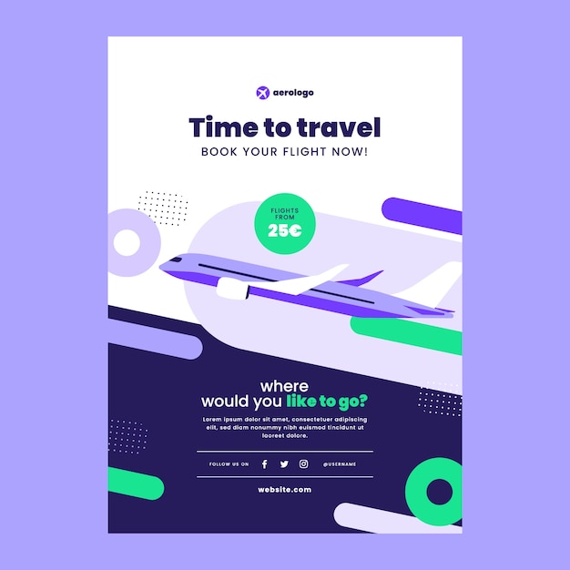 Realistic  airline template design
