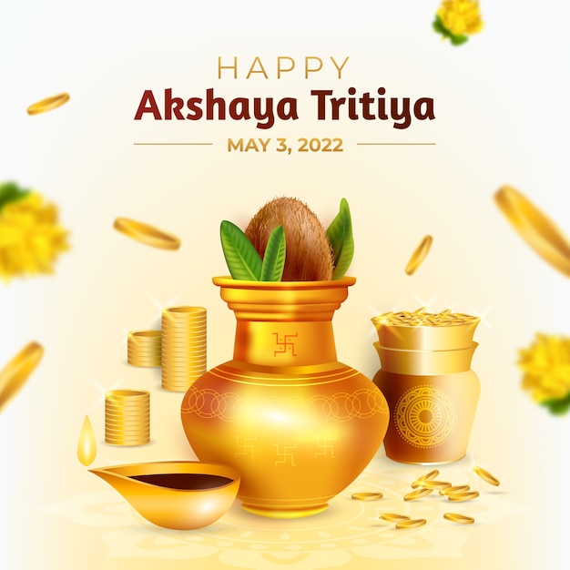 Free vector realistic akshaya tritiya illustration