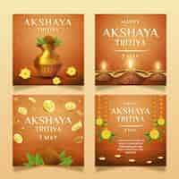 Free vector realistic akshaya tritiya instagram posts collection