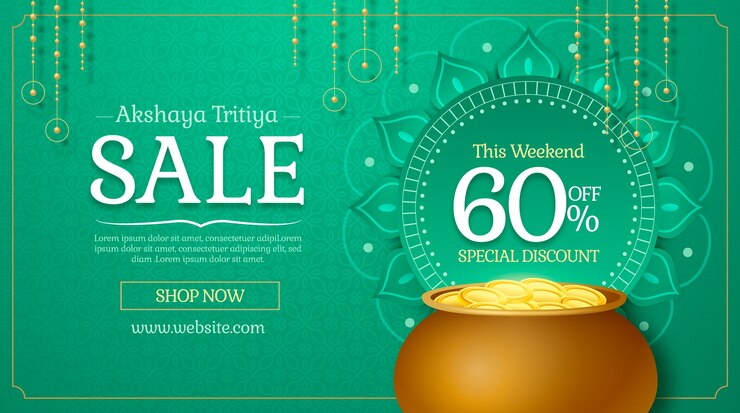 मुफ़्त वेक्टर realistic akshaya tritiya sale banner template