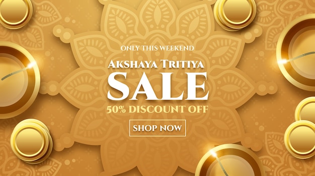 Realistic akshaya tritiya sale horizontal banner template