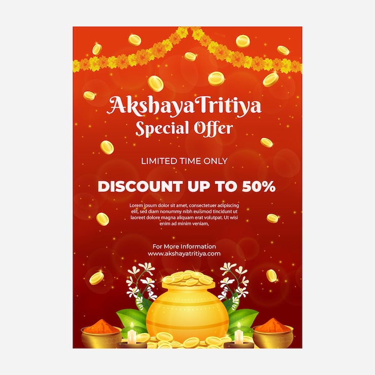 मुफ़्त वेक्टर realistic akshaya tritiya sale poster template