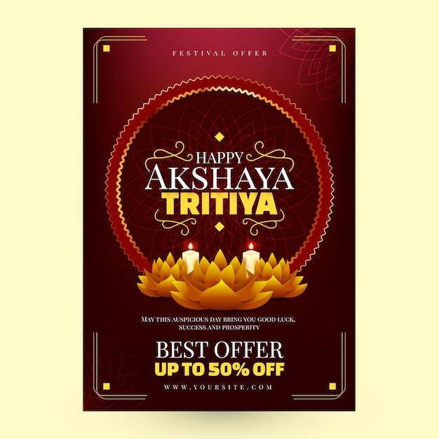 無料ベクター リアルなakshayatritiyaセールポスターテンプレート