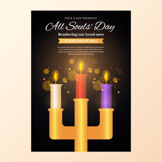 Free vector realistic all souls day vertical poster template