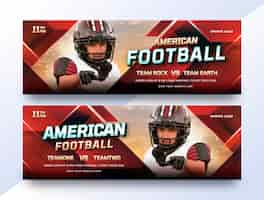 Free vector realistic american football championship horizontal banner template