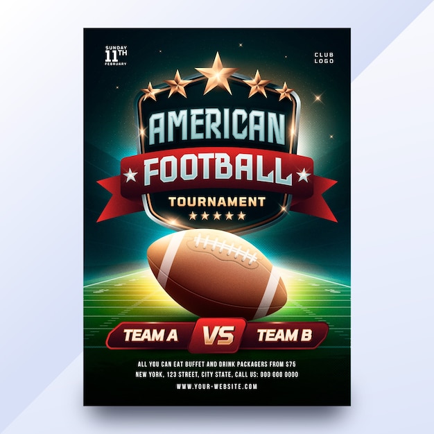 Realistic american football championship vertical poster template