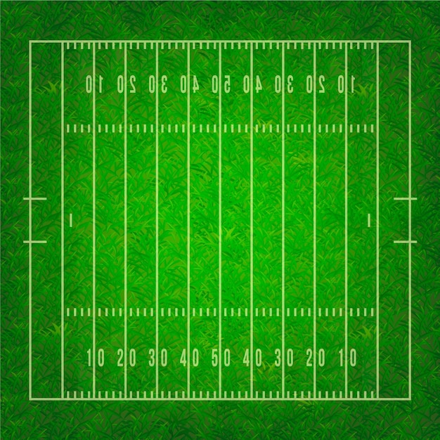 Realistic american football field in top view