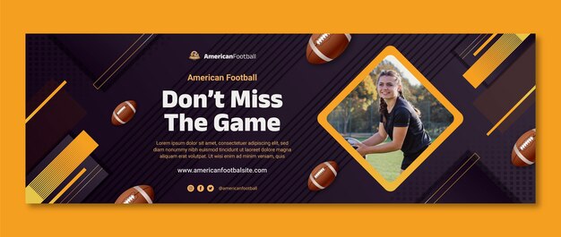 Free vector realistic american football twitter header