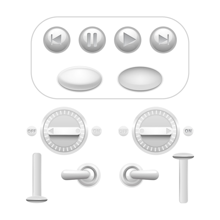 Free Vector realistic analog button and trigger set 