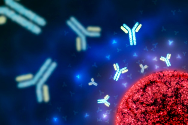 Free vector realistic antibody immunoglobulin molecule background