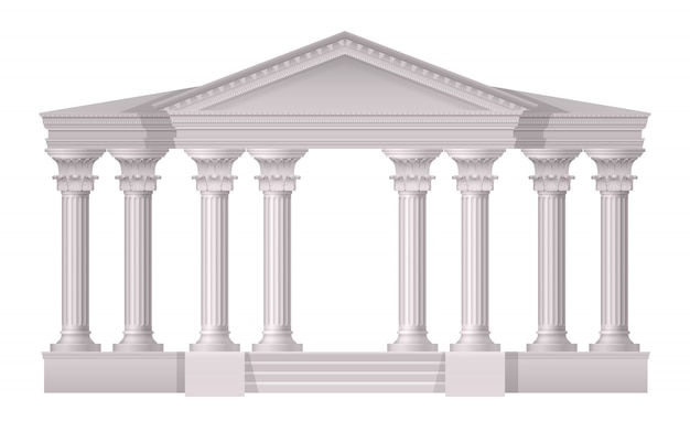 Realistic antique white columns realistic composition on white