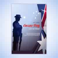 Free vector realistic anzac day vertical poster template